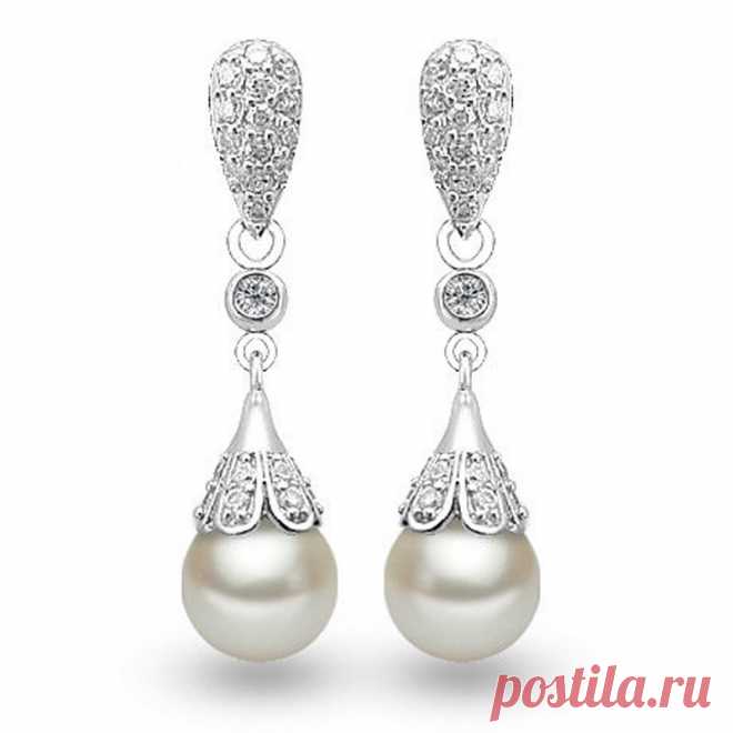 Кристалл С Swarovski Ювелирные Изделия Классический Ретро Перл Brincos Серьги Peal Длинные Серьги Для Женщин Рождественский Подарок EH054 купить на AliExpress