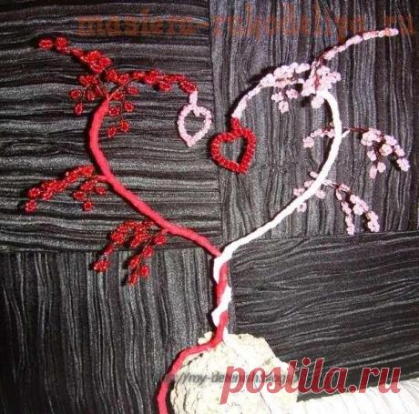 Мастер-класс по бисероплетению: "Сердечные" деревья из бисера