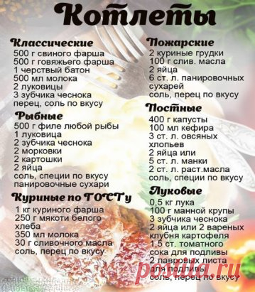 6 вкуснейших рецептов котлет