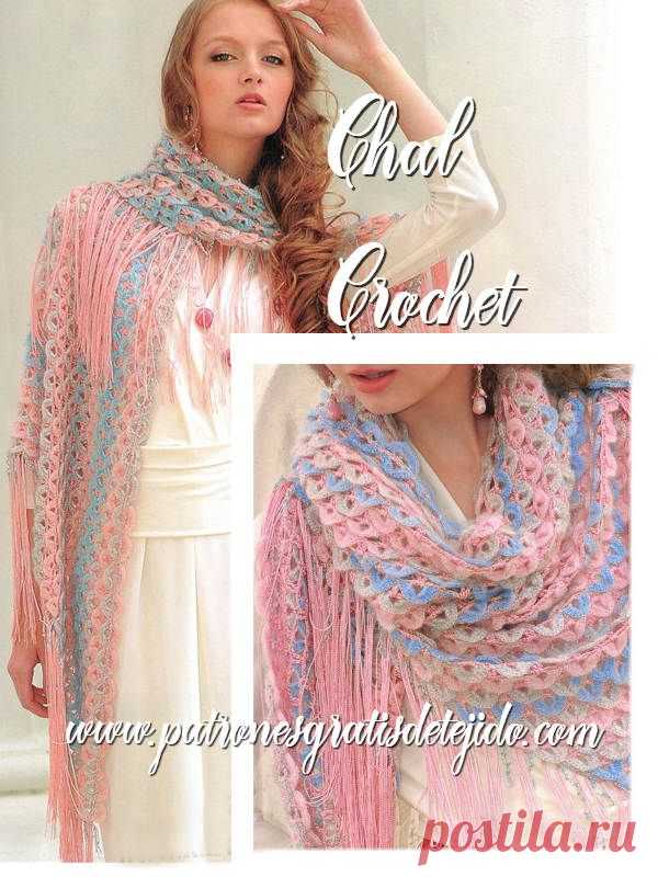 Delicado Chal para Tejer al Crochet / patrones | Crochet y Dos agujas
