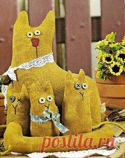 Выкройка кошки с котятами | Кот и кошка