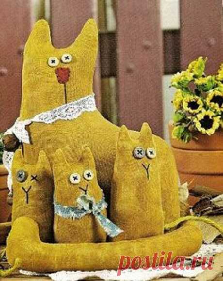 Выкройка кошки с котятами | Кот и кошка