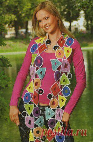 Шарф из геометрических мотивов. Крючком. Схемы. / knitsi.ru