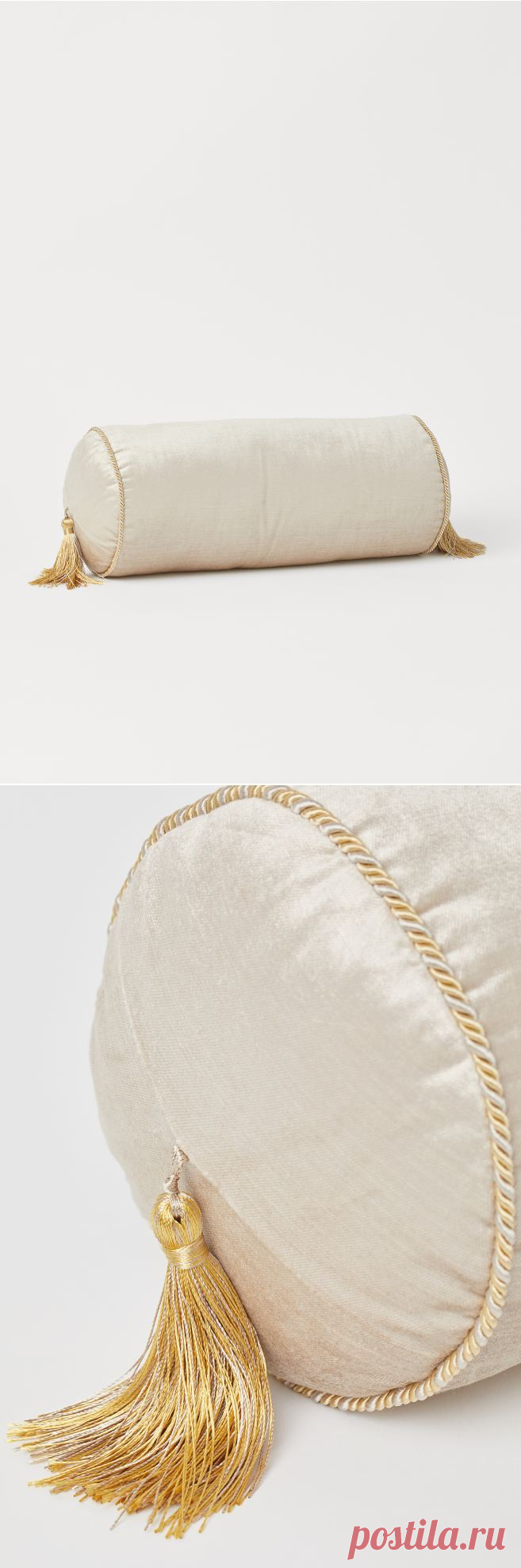 Velvet cushion with tassels - Light beige - Home All | H&M GB