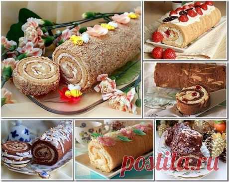 10 рецептов вкуснейших домашних бисквитных рулетов! Автор: Ирина Милова.
