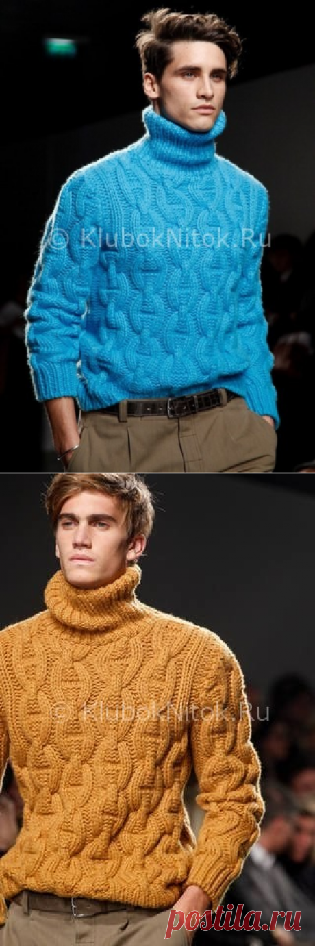 Шикарный свитер Hermes Fall-Winter | Вязание мужское | Вязание спицами и крючком. Схемы вязания.