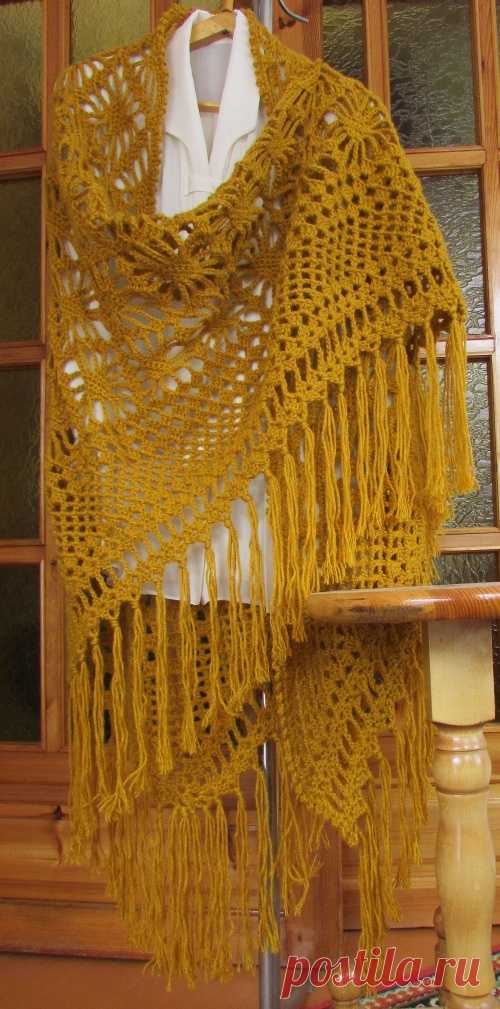 Шаль крючком Крупно. Ажур / Вязание