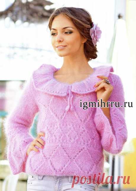 РОЗОВАЯ КОФТОЧКА С УЗОРАМИ ИЗ РОМБОВ