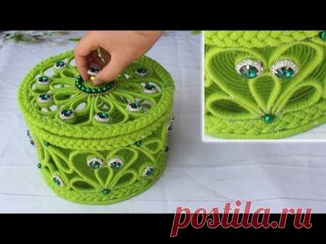 How to make a storage box - Jewellery box with woolen and newspaper