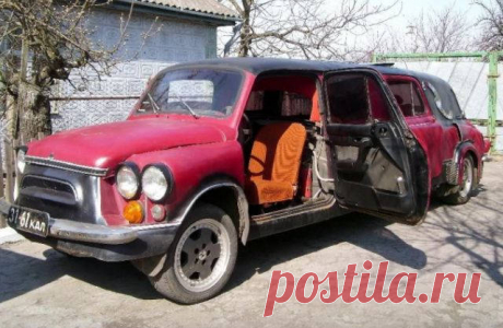 Самодельный лимузин на базе ЗАЗ-965 - В Кировоградской области Украины продается уникальный самодельный лимузин, построенный на базе «Горбатого Запорожца» ЗАЗ-965. Автомобиль построил местный умелец Сергей Кравченко, который теперь продает его всего за 1000 долларов. Внутри 6,5-метрового лимузина есть холодильник, небольшой бар, телефон, люк и комфортные кресла.