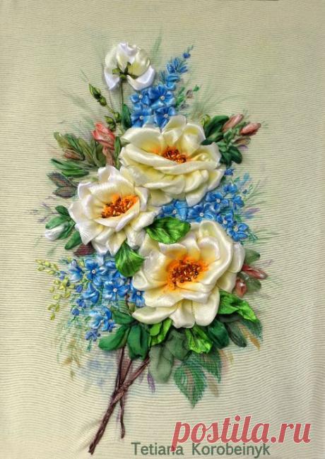 Розы и незабудки..  Татьяна Коробейник.