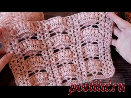 Шикарный 😍 узор с рельефными ракушками крючком. (N 132) - YouTube