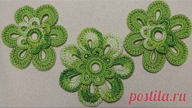 Урок вязания крючком ЦВЕТКА двухцветного. Crochet Flowers. Вязаные цветы крючком