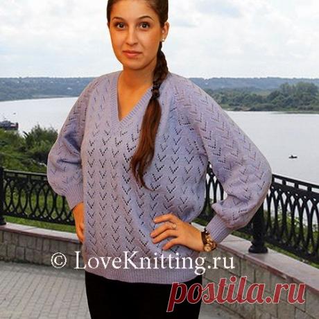 Пуловер с V-образным вырезом