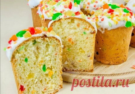 Пасхальный кулич вкусный, влажный, мягкий и нежный с помощью простого рецепта сможет приготовить каждая хозяйка