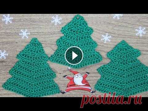 ЕЛОЧКИ для декора КРЮЧКОМ своими руками.  Очень простые и красивые елочки вяжутся легко и быстро полустолбиками с накидом (ПссН). Готовые елочки можно украсить бусинами, бантиками или обвязать...