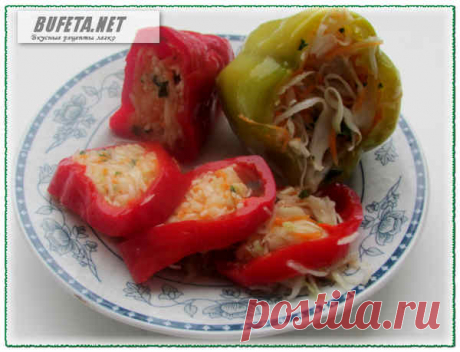 Перец фаршированный капустой и морковью на зиму.Квашеный. Без уксуса.