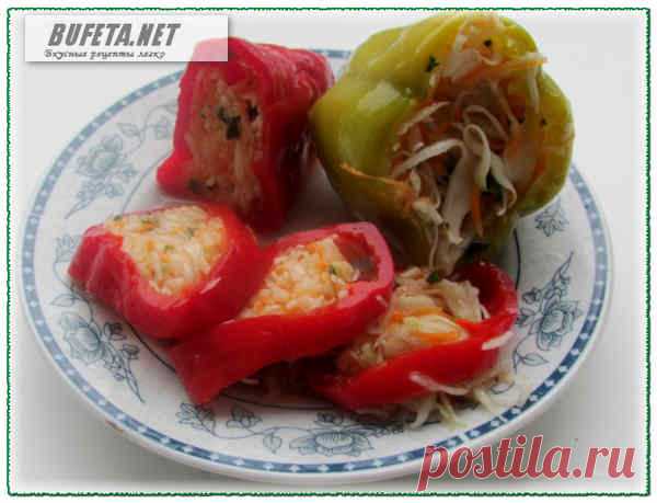 Перец фаршированный капустой и морковью на зиму.Квашеный. Без уксуса.