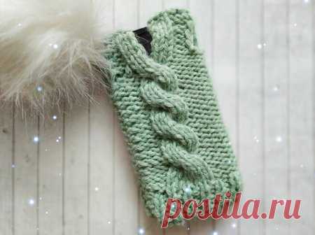 Вяжем зимний чехол для смартфона спицами » «Хомяк55» - всё о вязании спицами и крючком