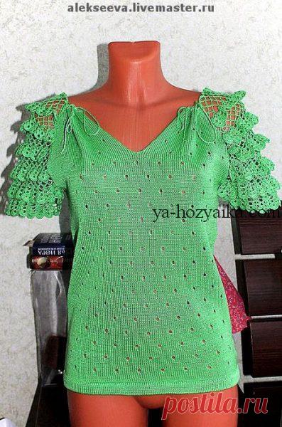 Кофточка с кружевными оборками на рукавах. Ажурные кофточки спицами со схемами
