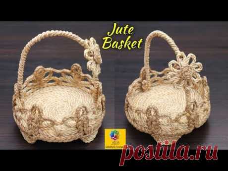 How To Make a Flower Basket With Jute Rope | Jute Rope Basket | Best Out Of waste Jute Craft Idea