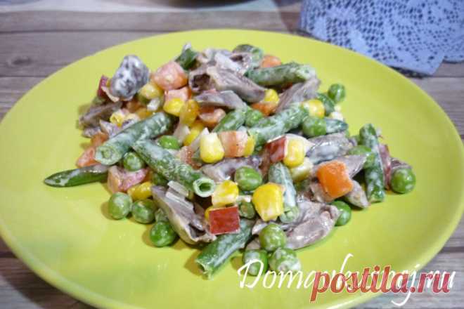 Салат из куриных сердечек и овощей - а Дома Вкусней
