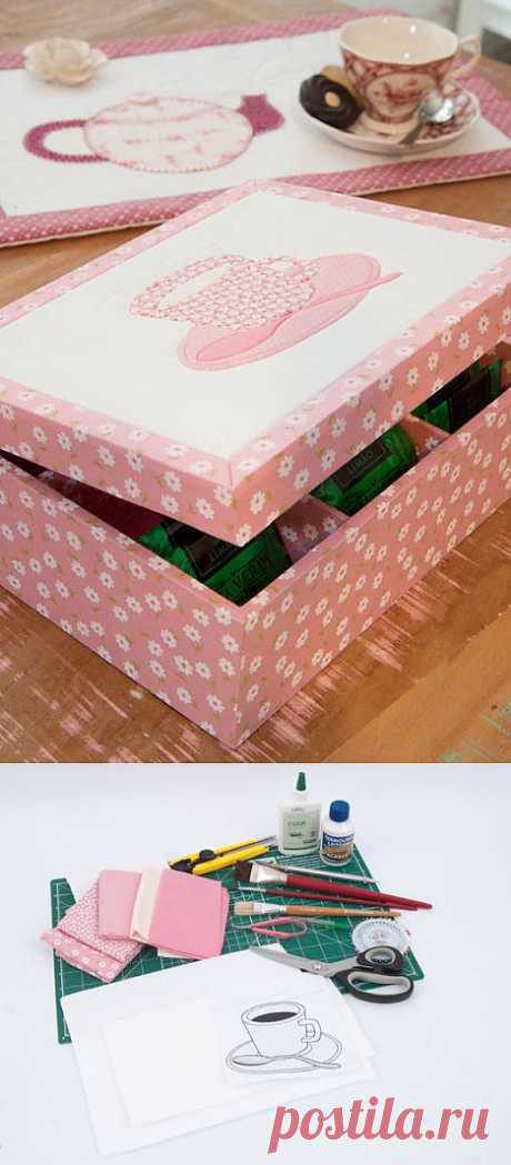 Красивая коробка для чая в лоскутной технике - мастер класс.