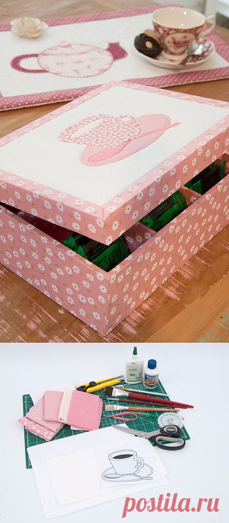 Красивая коробка для чая в лоскутной технике - мастер класс.