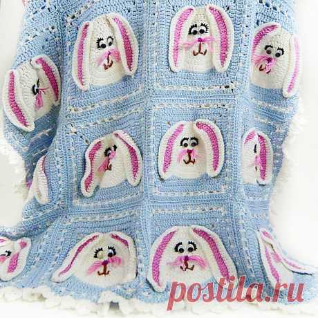 Детский плед крючком с зайками. Схемы и мастер-классы | Креаликум