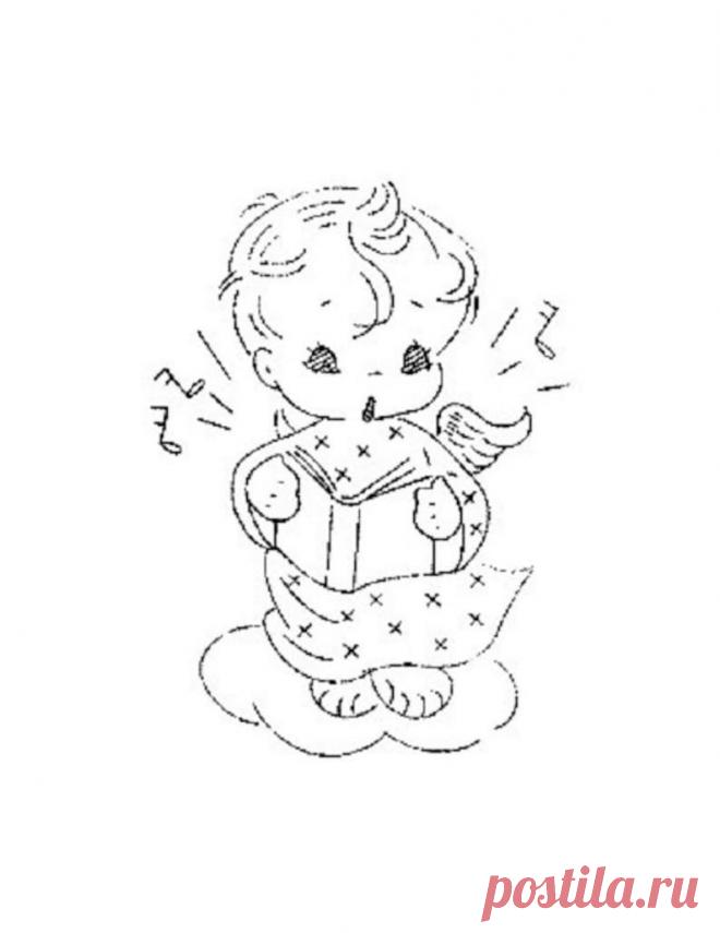 Digital Embroidery Motifs 529 Baby Angels for Nursery Linens | Etsy España