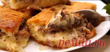 Заливной пирог с картофелем и сайрой: так и хочется взять кусочек