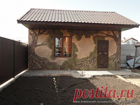 Роспись стен и лепнина на сарае. Мои работы.
