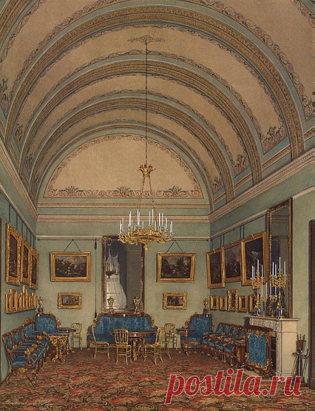 Interiors of the Winter Palace. The First Reserved Apartment. The Salon of Duke M. Leuchtenberg - Edward Petrovich Hau - Drawings, Prints and Painting from Hermitage Museum | brunhild110 приколол(а) это к доске Interior painting