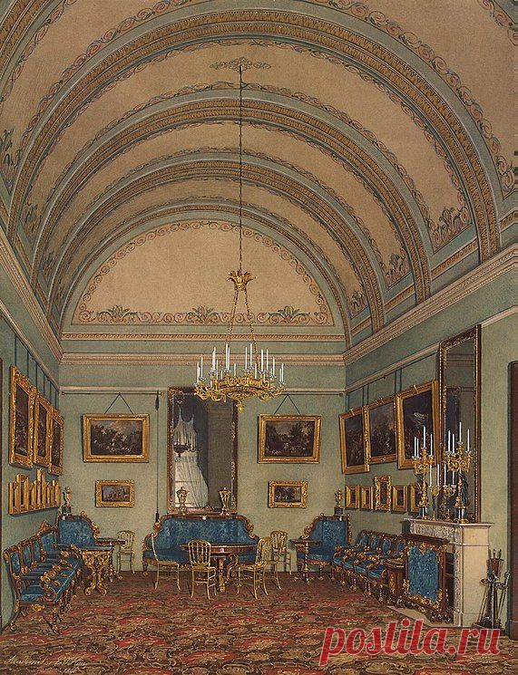 Interiors of the Winter Palace. The First Reserved Apartment. The Salon of Duke M. Leuchtenberg - Edward Petrovich Hau - Drawings, Prints and Painting from Hermitage Museum | brunhild110 приколол(а) это к доске Interior painting