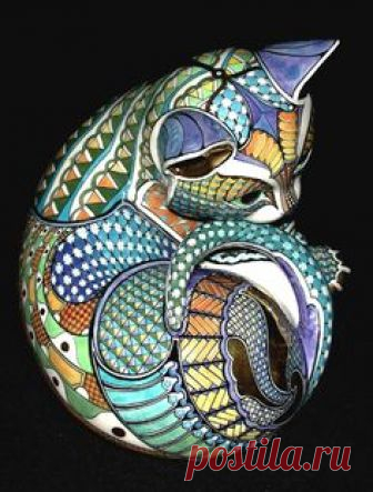 Дэвид Бернхэм Смит - Мастер Керамическая Исполнитель Gallery 3 - Kitten 2 - 18 x 14 x 12cm