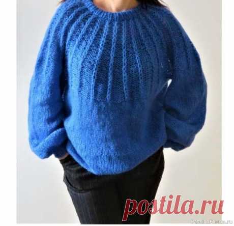 Свитер спицами, кашемир, круглая кокетка. Видео МК | Вязание для женщин спицами. Схемы вязания спицами