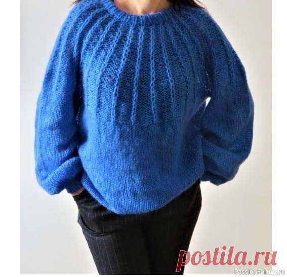 Свитер спицами, кашемир, круглая кокетка. Видео МК | Вязание для женщин спицами. Схемы вязания спицами