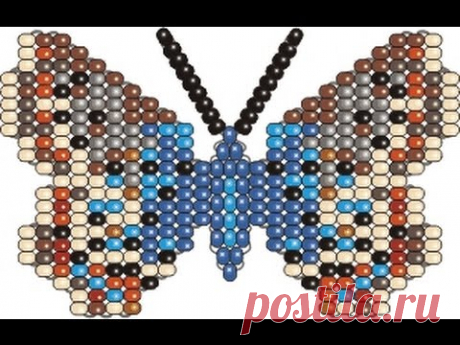 Бисерная Бабочка Голубянка(плетение на проволоке)