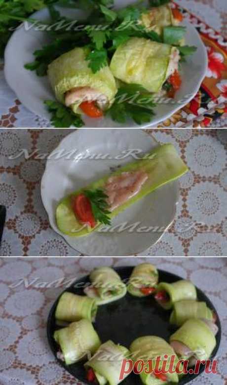 Кабачковые рулетики с курицей в микроволновке