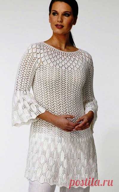 Белое ажурное платье спицами с Осинки - САМОБРАНОЧКА рукодельницам, мастерицам