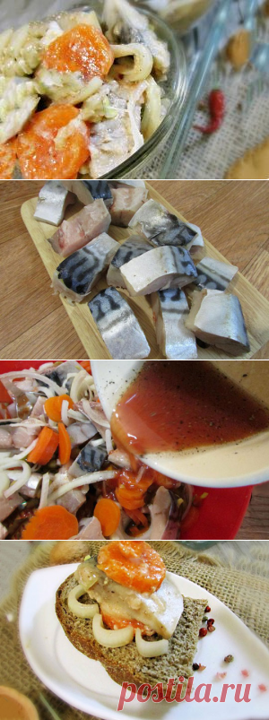 Скумбрия маринованная с овощами |