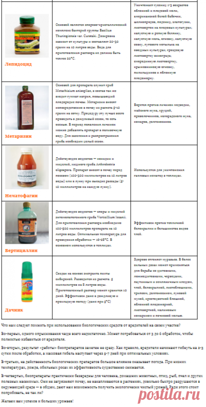 Биопрепараты от вредителей - Дачные советы