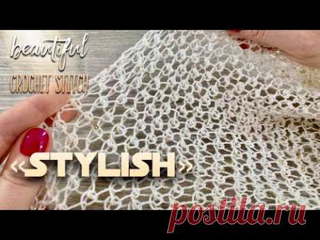 Вяжем эластичный узор-сетку крючком «STYLISH» для джемпера. Beautiful elastic crochet stitch pattern. Мой МАГАЗИН ПРЯЖИ ОТ ЛУЧШИХ МИРОВЫХ ПРОИЗВОДИТЕЛЕЙ: Ali...