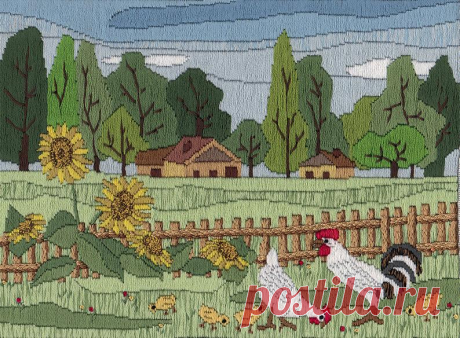 Village Summer Long Stitch Embroidery Kit Needlepoint Kit | Etsy