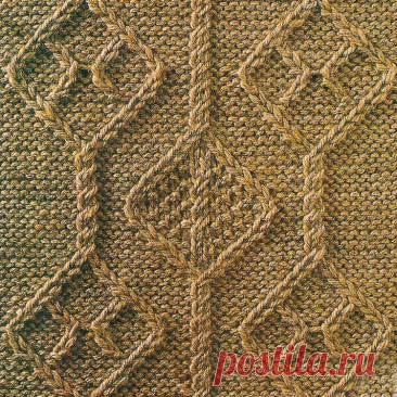 Узор № 36 - узорная полоска с косой. Схему вязания и условные обозначения вы сможете увидеть на сайте.