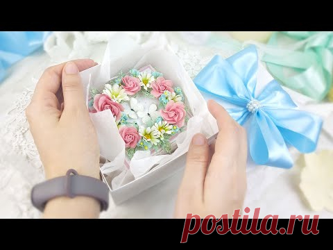 Цветочная коробочка с сюрпризом на день рождения / Скрапбукинг / Открытка с цветами ручной работы
