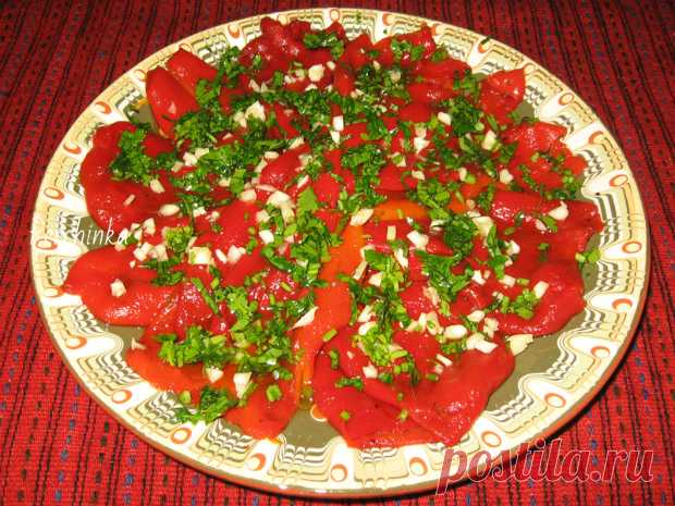 Печеный болгарский перец с зеленью и чесноком - Перчинка Хозяюшка -