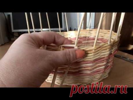 плетение из газет  загибка корзины часть №3 Como hacer cestas con periódico