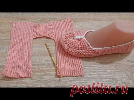 طريقة عمل حذاء كروشيه بقطعة واحدة how to crochet a nice shoes