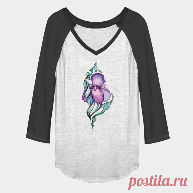 Iris Flower, Hand Drawn Illustration Baseball Tee By Yulla Design By Humans